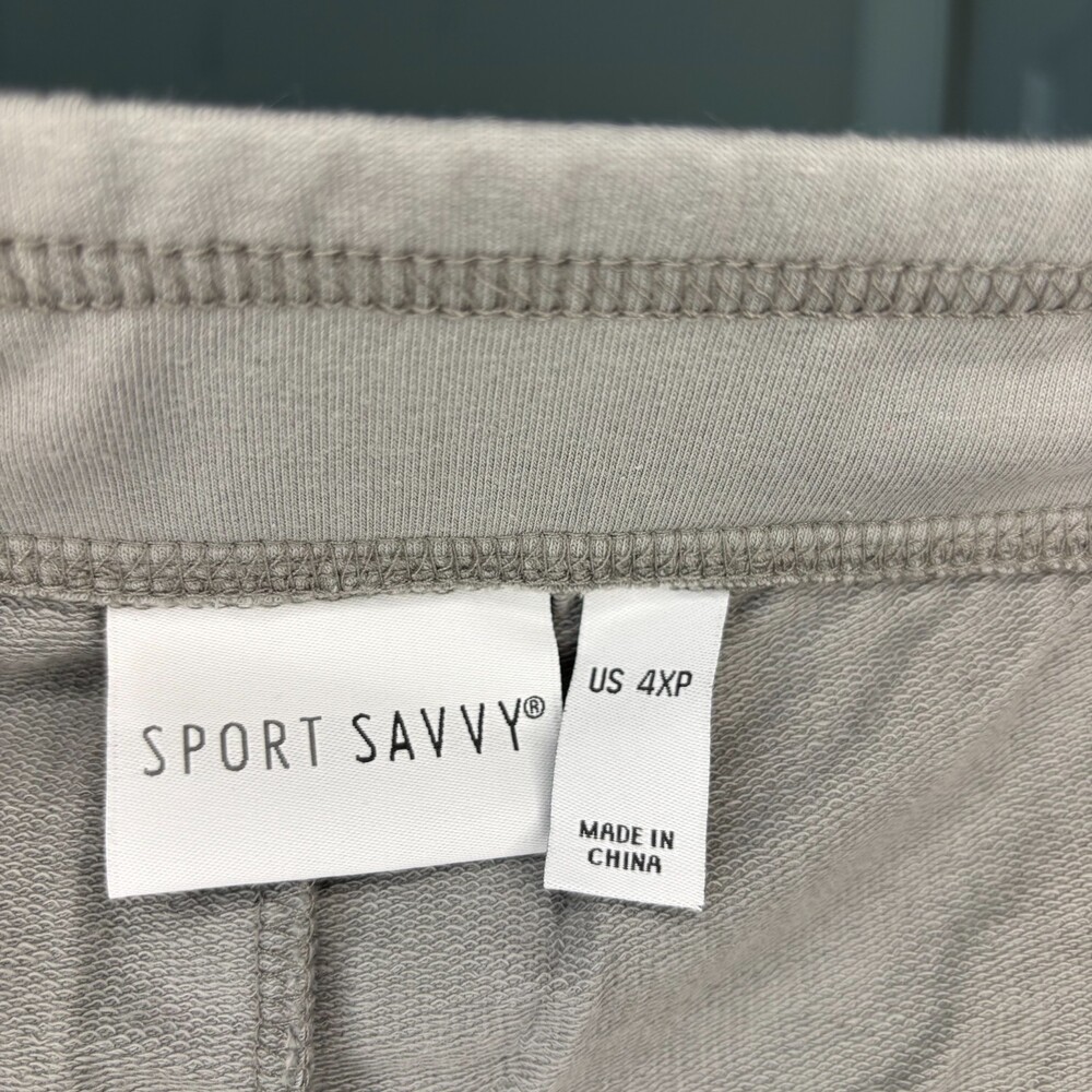 Sport Savvy NEW French Terry Jogger with Stripe Cuff Hem Womens 4X Petite Gray - Picture 8 of 10